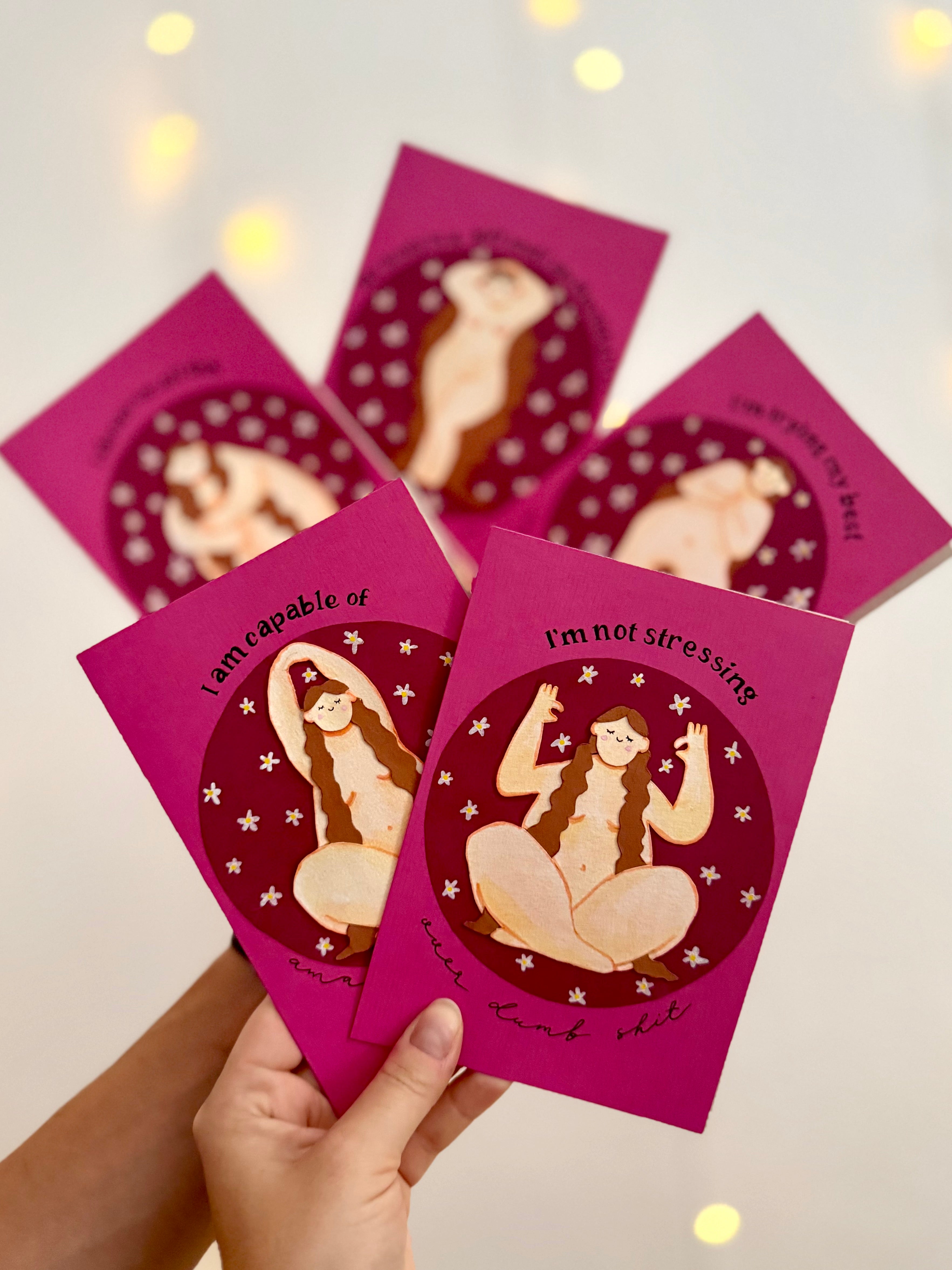 Self Love Club | Handbemalte Grußkarte mit Umschlag & Einleger für Geburtstage und besondere Momente | B6 Format