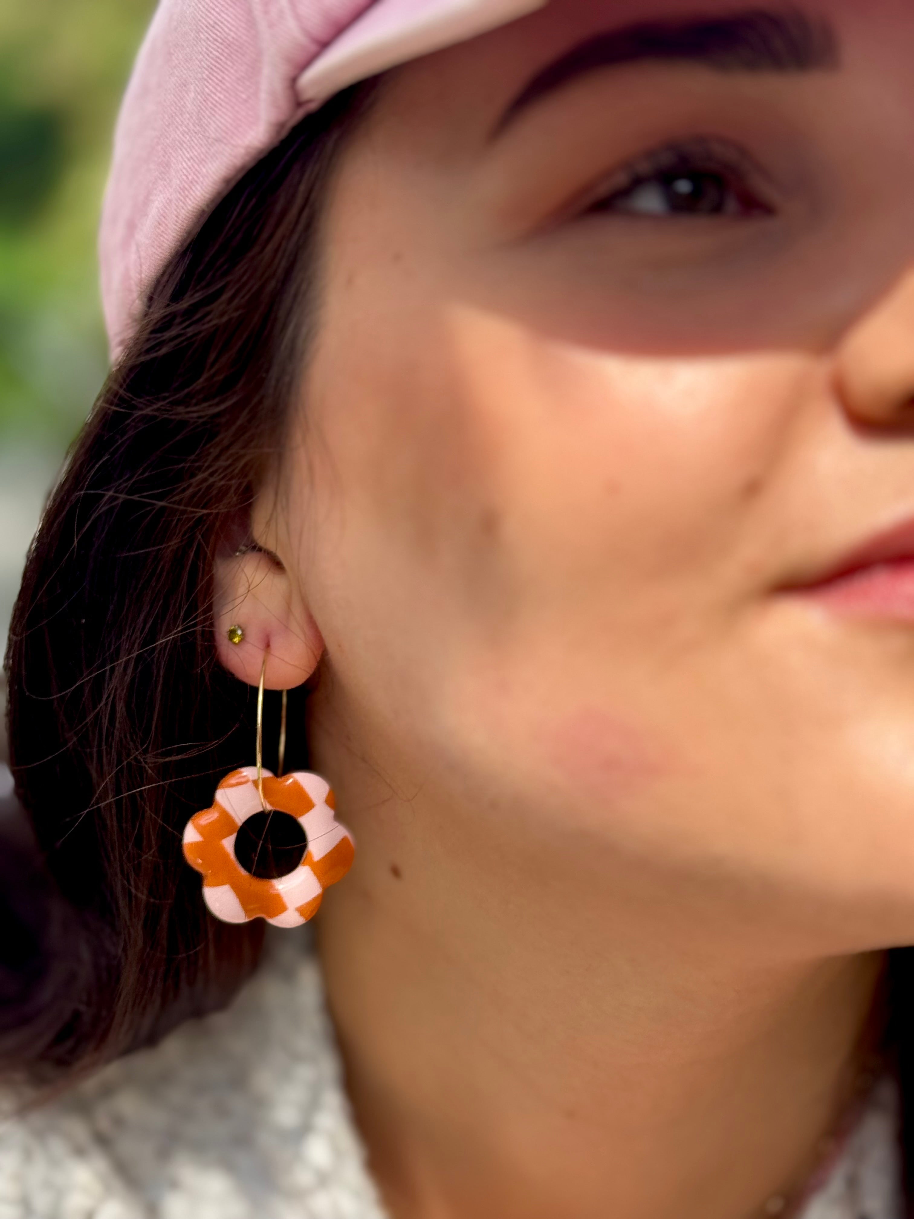 Desert Rose Collection | Handgemachte Statement Ohrringe | Terracotta & Rosa | Polymer Clay | Unikate