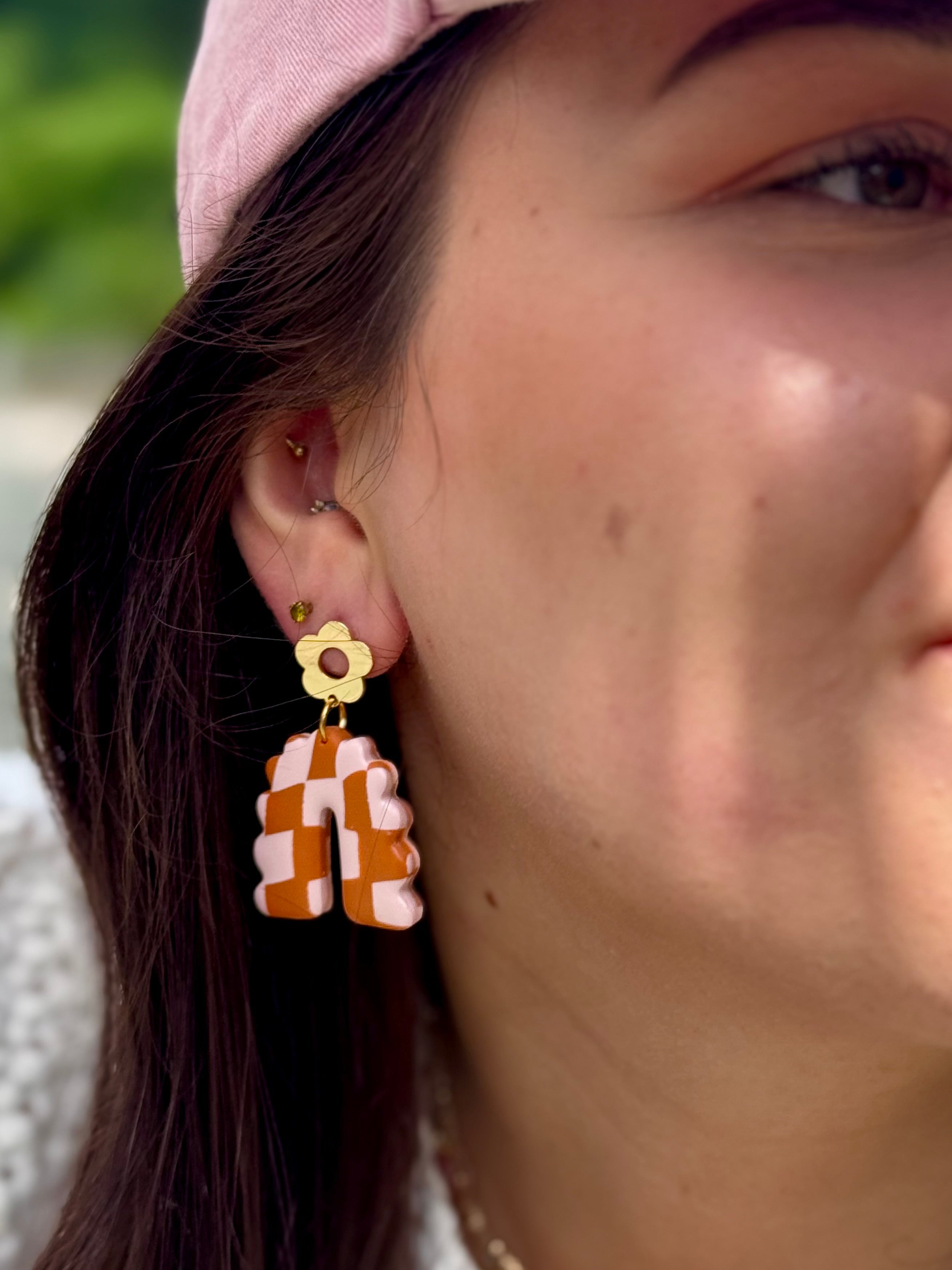 Desert Rose Collection | Handgemachte Statement Ohrringe | Terracotta & Rosa | Polymer Clay | Unikate