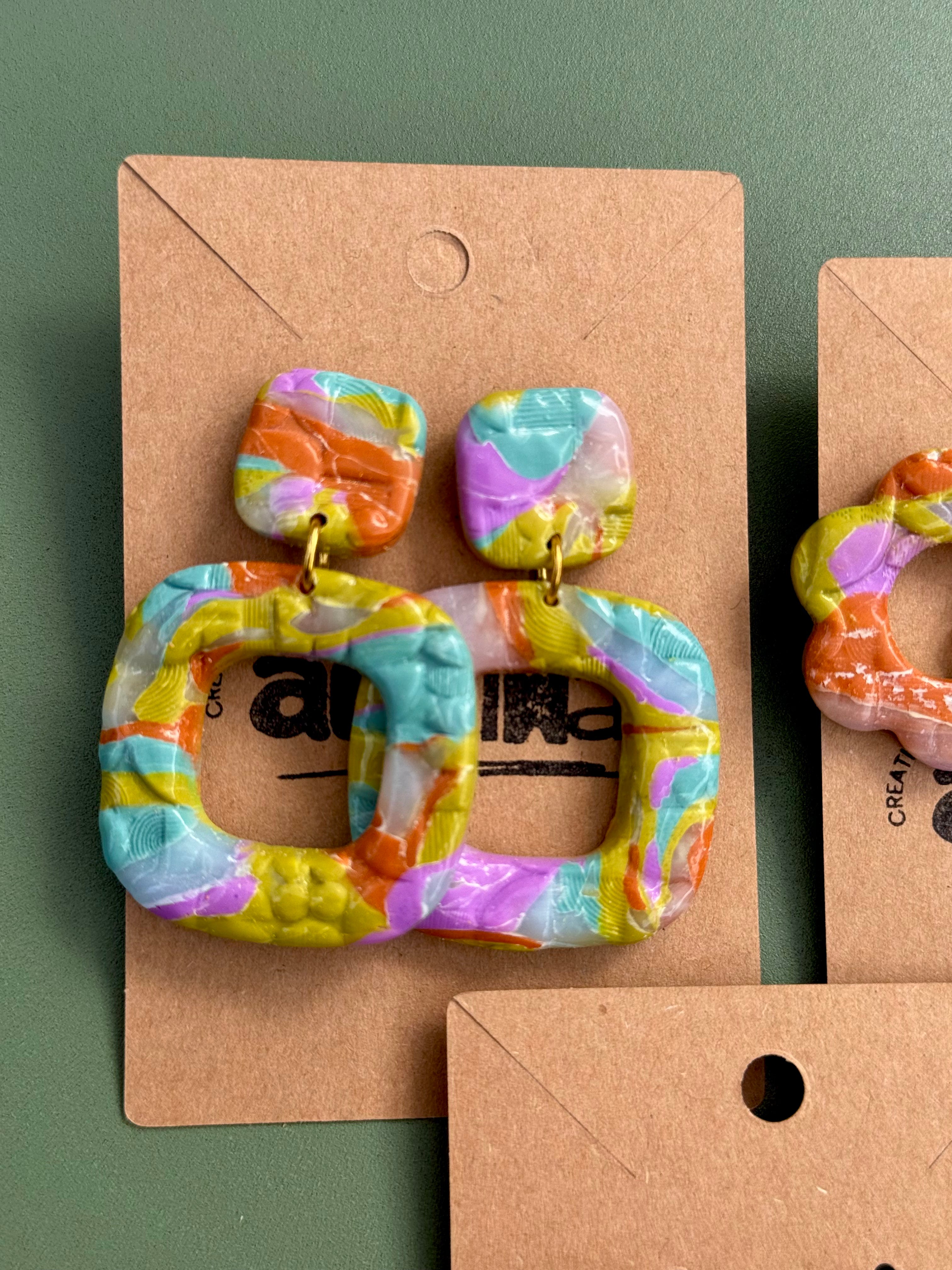 Kaleidoscope Dreams Collection | Statement Ohrringe aus Polymer Clay | Bunt | Geschenkidee