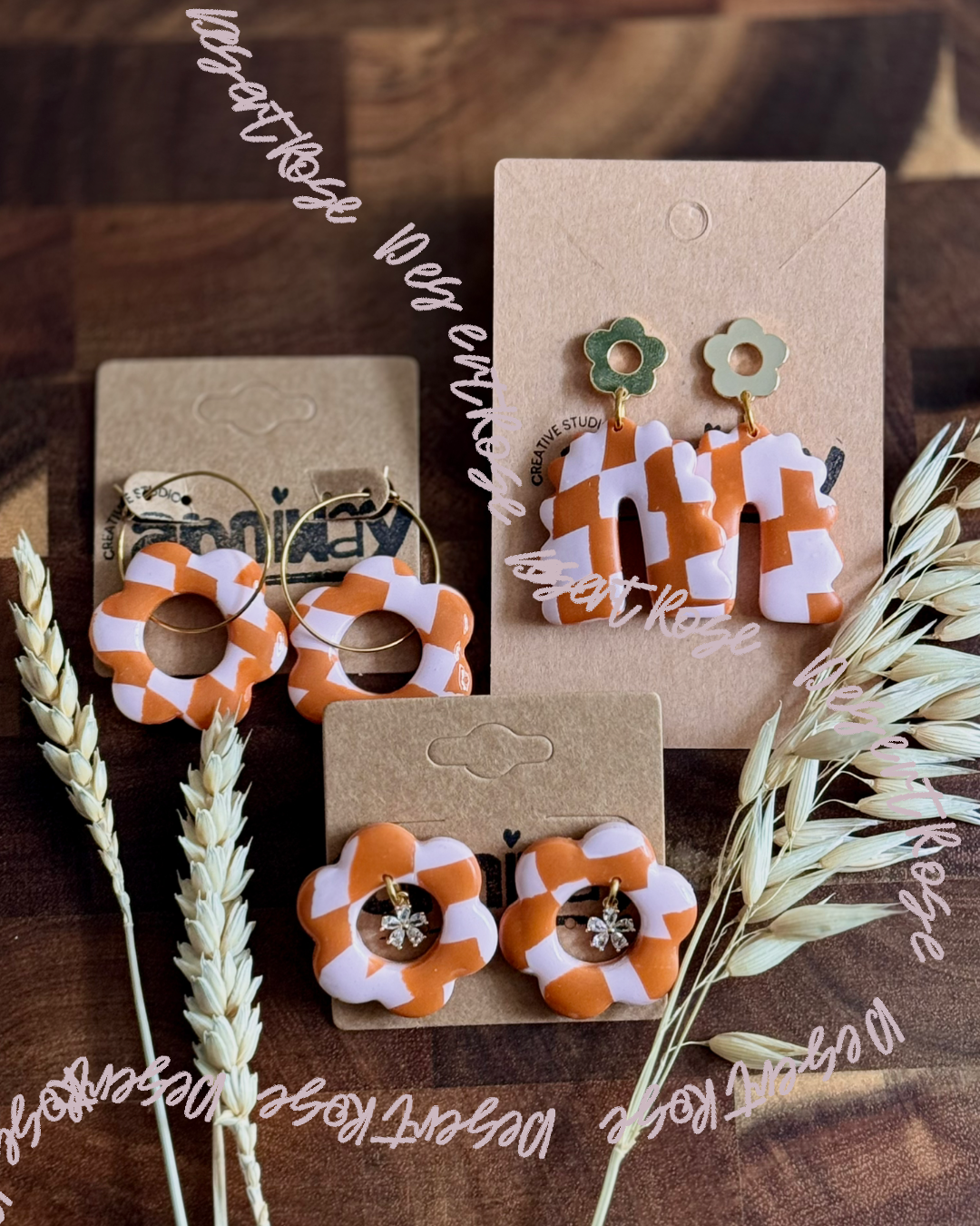 Desert Rose Collection | Handgemachte Statement Ohrringe | Terracotta & Rosa | Polymer Clay | Unikate