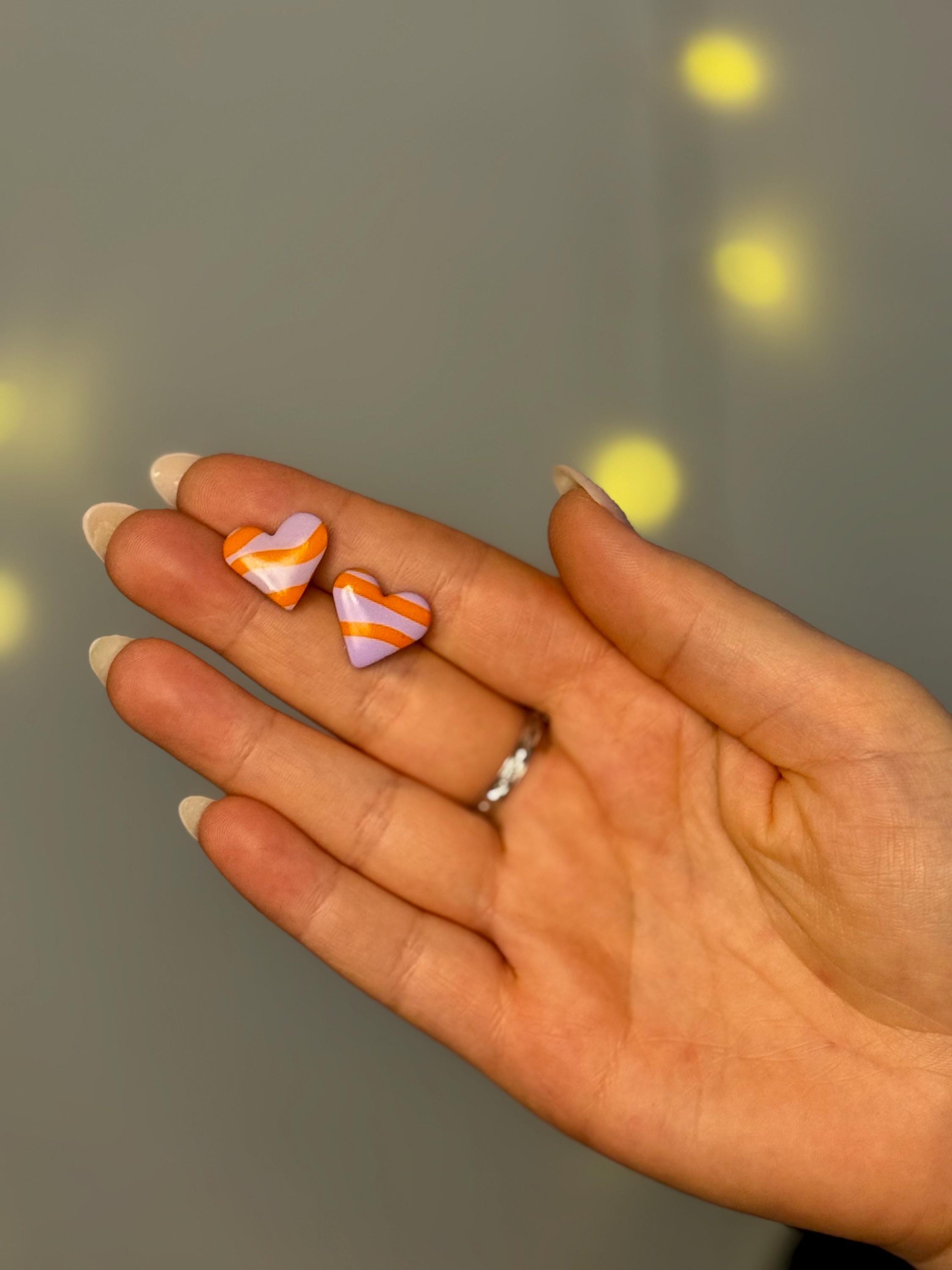 Purple Orange Swirl Collection | Statement Ohrringe aus Polymer Clay | Lila & Orange | Creative Studio Anniway | Geschenkidee