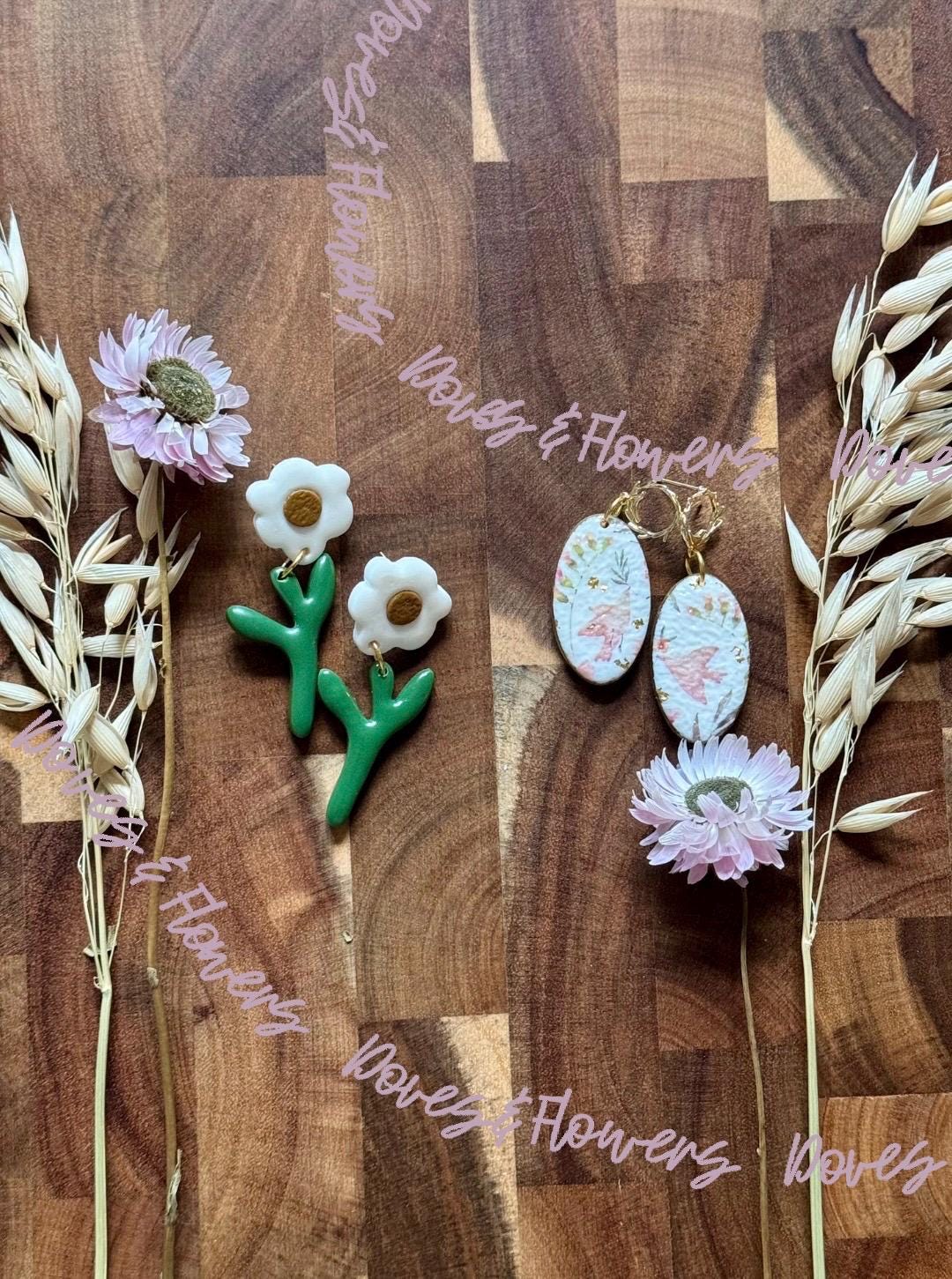 Doves & Flowers Collection | Statement Ohrringe aus Polymer Clay | Creative Studio Anniway | Geschenkidee